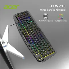 Acer OKW213 Siyah RGB Rainbow Backlit Gaming Keyboard Rainbow