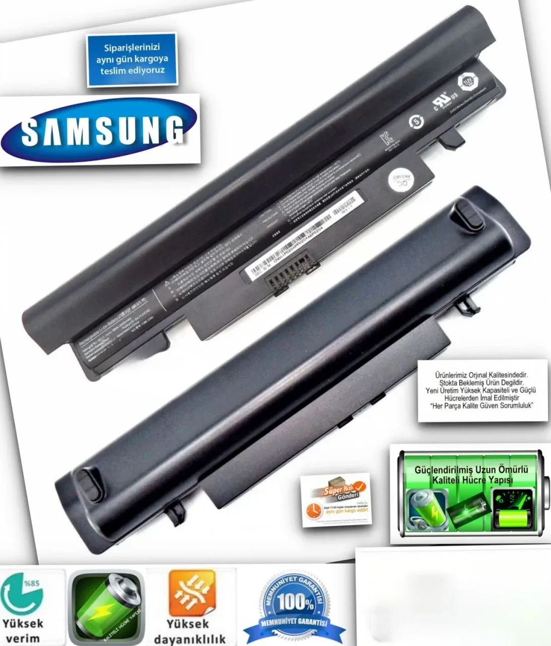 Samsung Siyah N150 N148 AA-PB2VC3B, AA-PB2VC6B, AA-PB3VC3B, AA-PL2VC6B/E, AA-PL2VC6W olan ve Samsung N100, N150, N250, N350, NP-N100SP, NP-N150, NP-N260, NP-N350 Batarya Pil AA-PB2VC6B AA-PB2VC3B AA-PB2VC3W AA-PB2VC6W AA-PB2VC6W/B AA-PL2VC6B/E AA-PL2VC6W