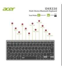 Acer OKR220 Siyah MultiDevice Dual Mode 2.4GHZ Bluetooth Klavye (Smart Tv)(Android)