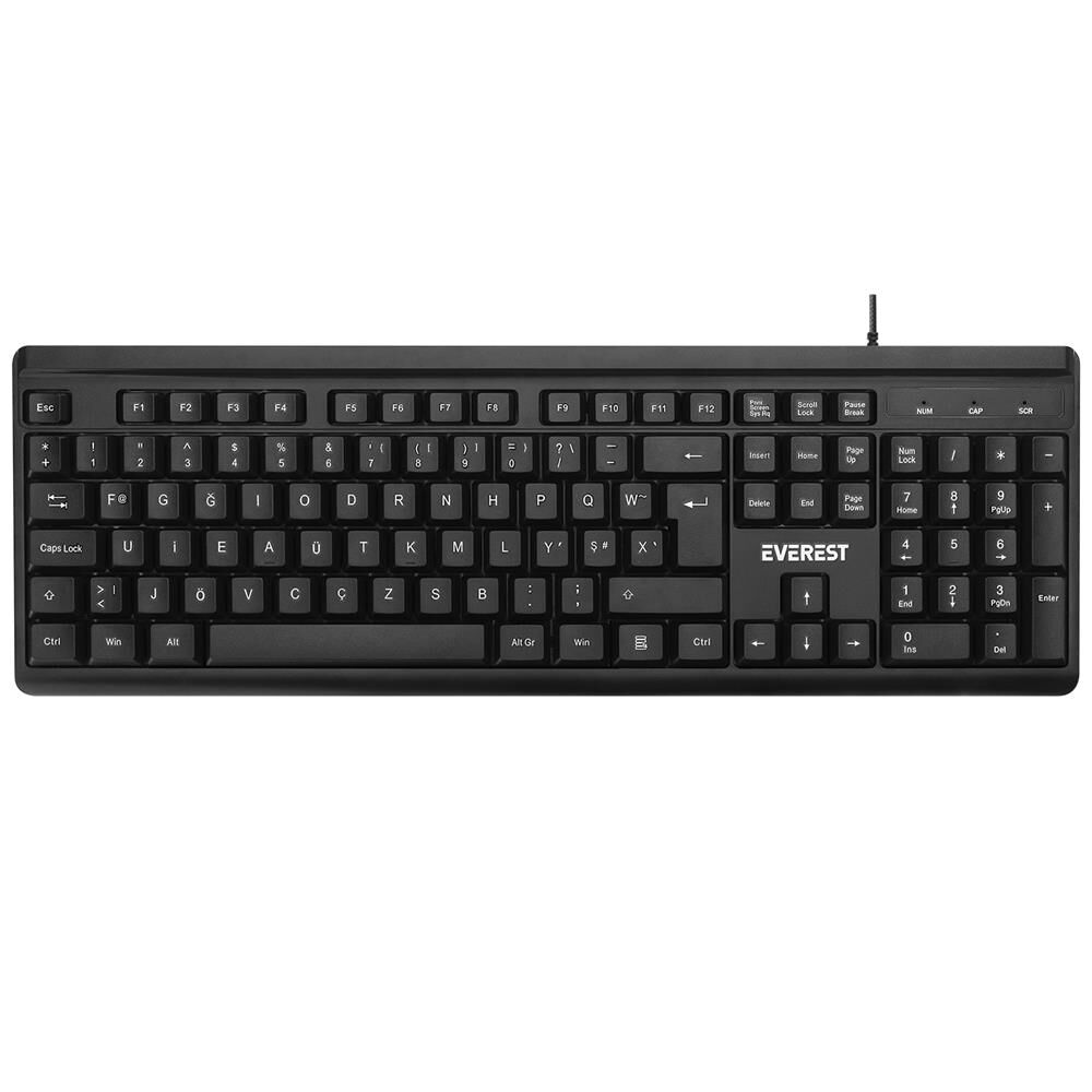 Everest KB-741F Siyah/Gri USB 2 Metre Bakır Kablolu Tamamen Türkçe F Klavye