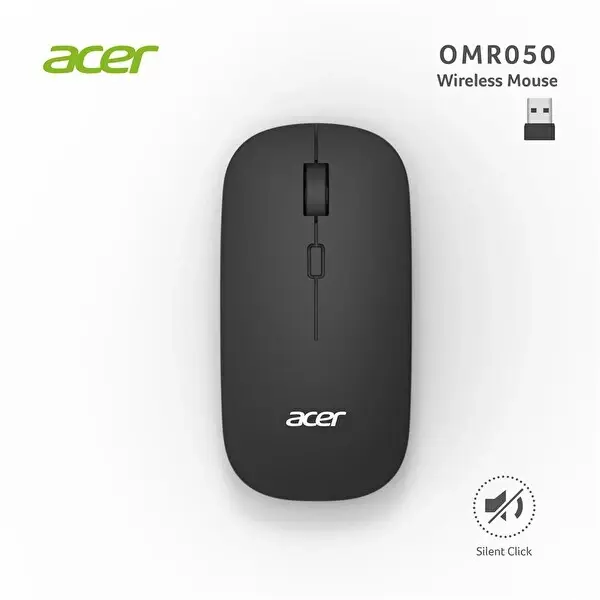 Acer Omr050 Siyah Kablosuz Sessiz Tuşlu Mouse 1000-1200-1600 DPI