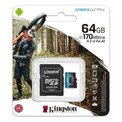 Kingston SDCG3/64GB 64GB microSDXC Canvas Go Plus 170R A2 U3 V30 Card + ADP Hafıza Kartı