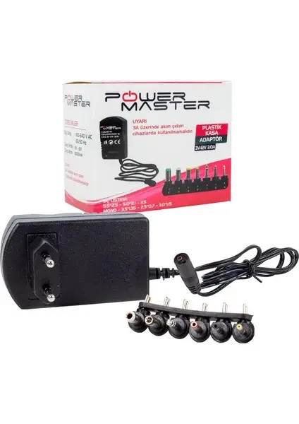 Powermaster 3V-12V 3000 Ma Çok Uçlu Kademeli Adaptör