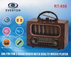 Everton Rt-658 Bluetooth Fm/Usb/Tf/Aux Şarjlı Nostaljik Radyo