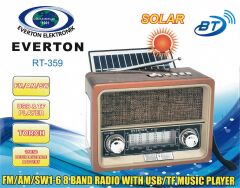 Everton RT-359 Fm/Am/Sw/Usb&Tf Player Güneş Enerjili Nostaljik Radyo