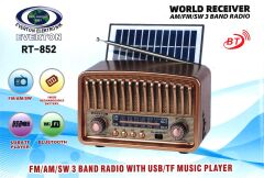 Everton Rt-852 Bluetooth Fm/Usb/Tf/Aux Şarjlı Nostaljik Radyo Güneş Panelli