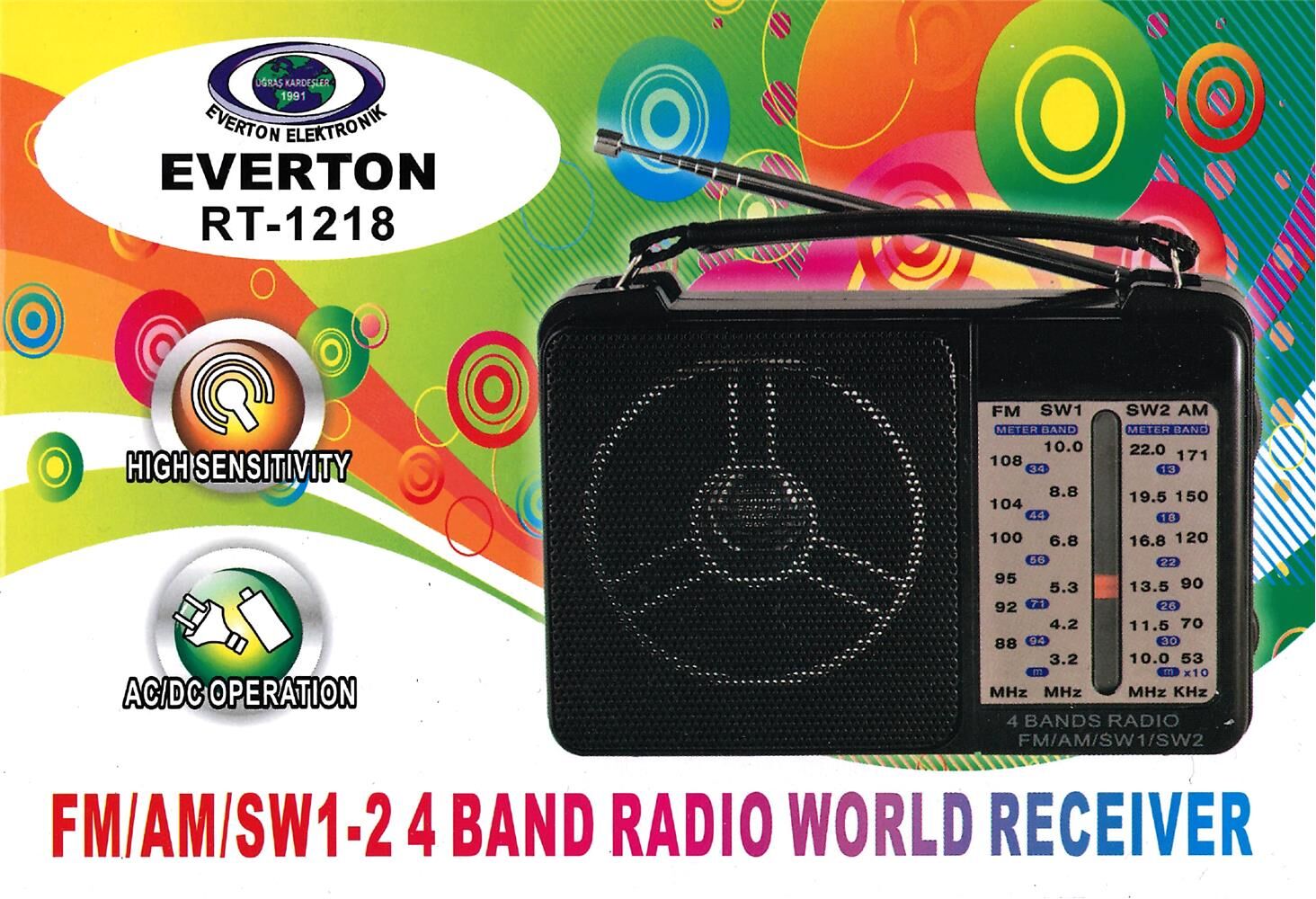 Everton RT-1218 USB-SW1/SW2-FM-AM Nostaljik Radyo Şarjlı