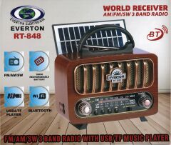 Everton Rt-848 Güneş Enerjili Panelli Bluetooth Fm/usb/Tf Card/Aux Nostaljik Radyo