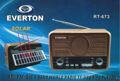 Everton Rt-673 Bluetooth Fm/Usb/Tf/Aux Şarjlı Solar Nostaljik Radyo