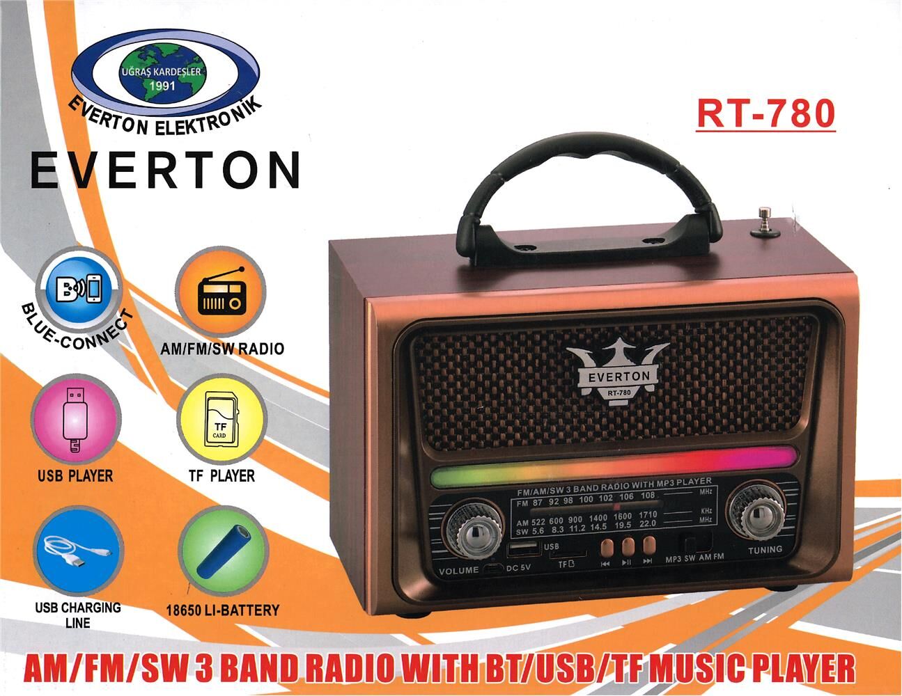 Everton RT-780 Bluetooth-USB-SD-FM Nostaljik Radyo