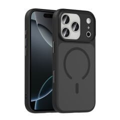 iPhone 17 Pro Max Kılıf Mat Arka Yüzey Wireless Şarj Özellikli Zore Flet M-Safe Kapak