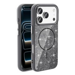 Apple iPhone 17 Pro Max Kılıf M-safe Şarj Özellikli Parlayan Simli Zore Okso Kapak