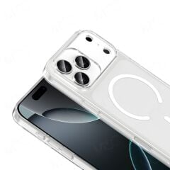 Apple iPhone 17 Pro Kılıf Zore M-safe Şarj Özellikli Şeffaf Kamera Çerçeveli Porto Kapak