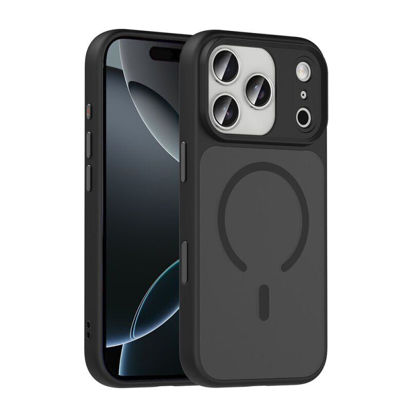 iPhone 17 Pro Max Kılıf Mat Arka Yüzey Wireless Şarj Özellikli Zore Flet M-Safe Kapak