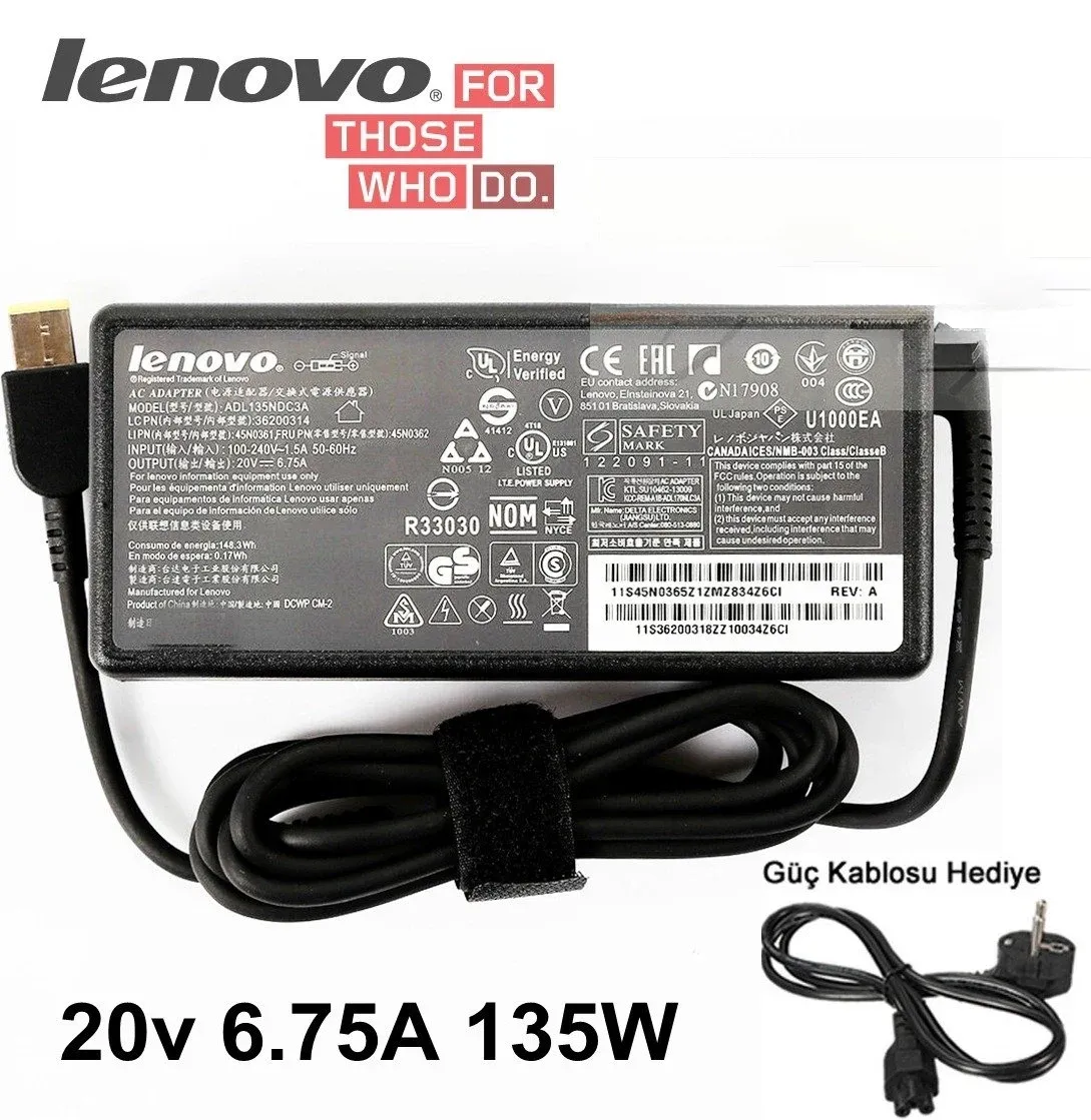 ORJINAL LENOVO ADAPTÖR ŞARJ CİHAZI 20V 6.75A 135W ADL135NLC3A, ADL135NDC3A Adaptör Şarj Cihazı