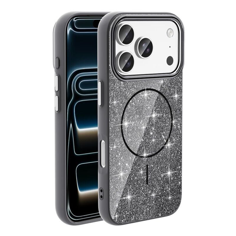 Apple iPhone 17 Pro Kılıf M-safe Şarj Özellikli Parlayan Simli Zore Okso Kapak