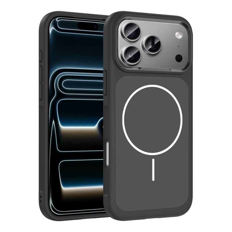 Apple iPhone 17 Pro Max Kılıf M-Safe Şarj Özellikli Metal Kamera Çerçeveli Zore Sanremo Silikon Kapak