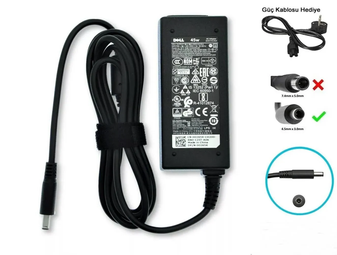 Dell Orjinal 19.5v 2.31A 45W ince uç 0MGJN9 4.5MM X 3.0MM DA45NM140, DA65NM111-00, HA65NS5-00, HK45NM140, Adaptör Şarj Cihazı 3RG0T, GM456, 0JT9DM, JT9DM, 43NY4, 4H6NV,5K74V, TJ76K, 5NW44, 70VTC, 74VT4, G6J41, GG2WG, GRPT6, A065R073, LADP-65TH F,