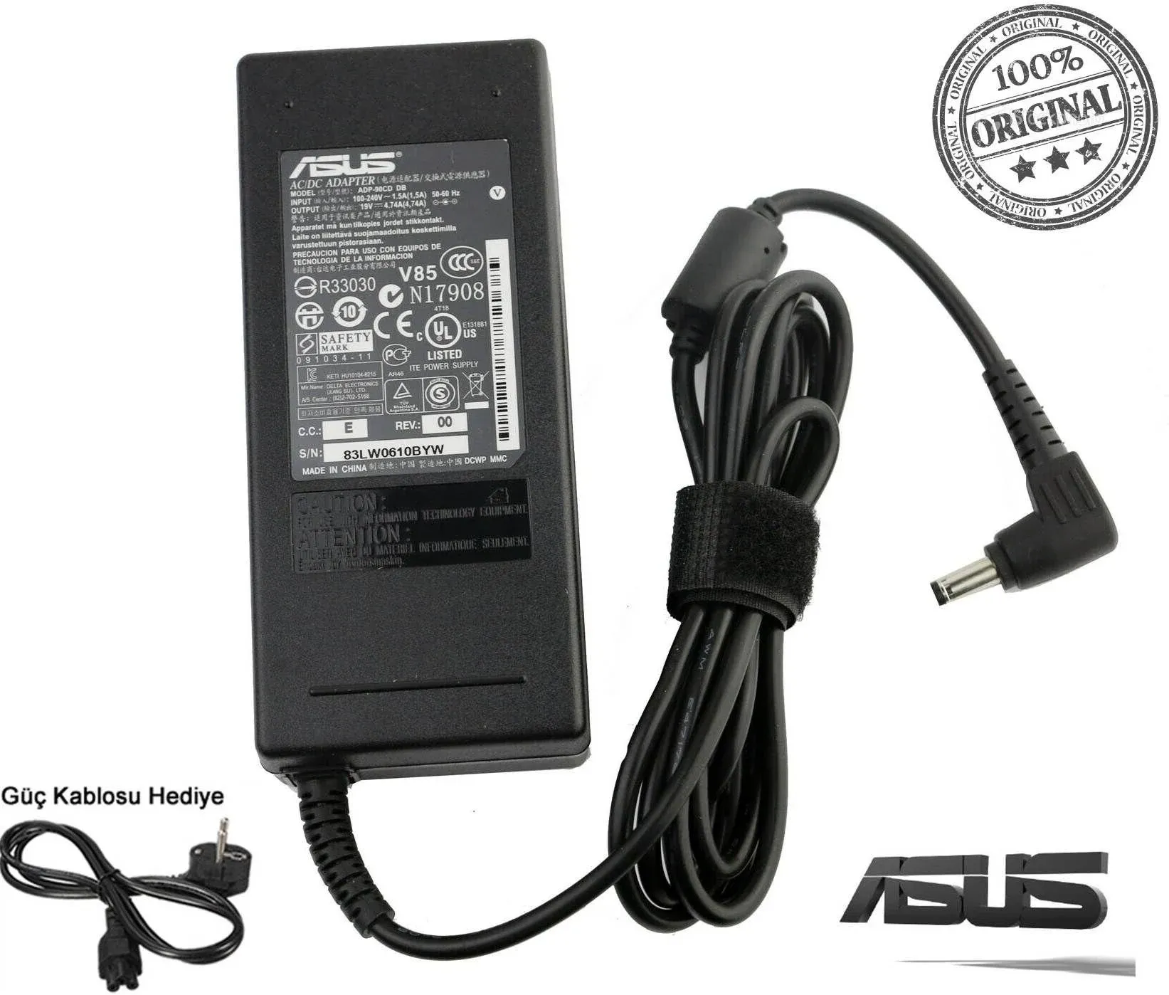 Asus Orijinal 19v 4.74a 90W 5.5mm x2.5mm EXA1202XH ADP-90YD B, PA-1900-02 PA1900-29 PA1900-30 PA-1900-42 Adaptör Şarj Cihazı k52 k53 k55 k56 x53 x55 k54 x54 n61 x64 x550 x552 x551 x554 x555 k555 n50 n51 n55 n550