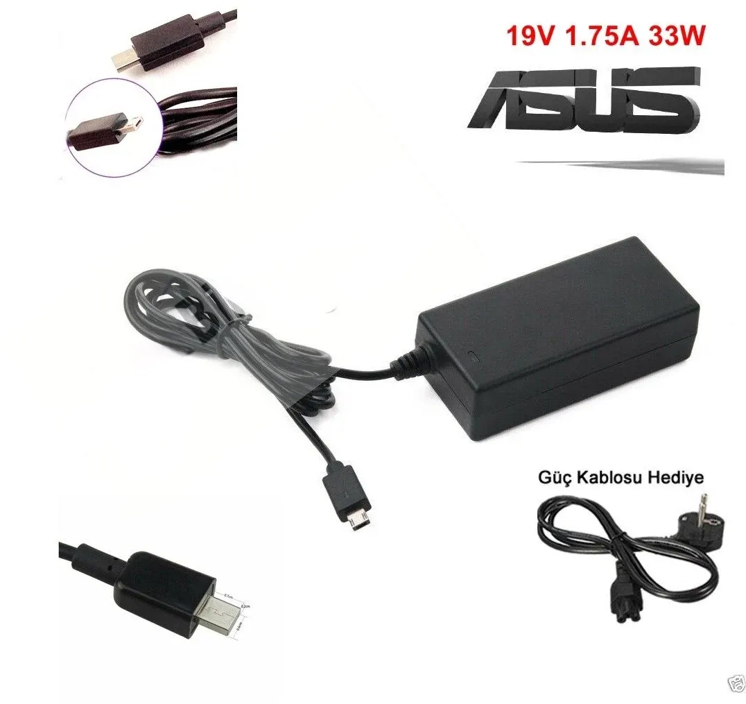 ASUS Transformer VivoBook Eee Book X205, X205T, X205TA, F205TA, TP200SA E200 E200H E200HA E202SA TP200 TP200S TP200SA E202, E202SA, E205SA Asus ADP-33BW Şarj Cihazı
