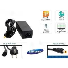 Samsung 19V ~ 3.16A 65w Mini 5.3mm *3.0mm Notebook Adaptörü, Laptop Adaptörü Adapter Adaptor şarj Cihazı