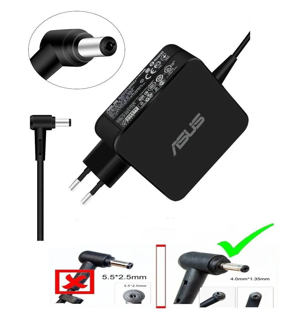 ASUS Orjinal 19V 2.37A 45W 4.0 x 1.35mm 4.0.1.3 ince uç ZenBook UX21A UX31A UX32 UX301 UX303 UX305 Taichi 21 31, X540 X541 X542 x553 f541 R541 a541 X553 S432f X556 X202 TP300 D509 D515 X409 X509 X415 X512 x515m pa-1650-33 AD2108020 Adaptör Şarj Cihazı