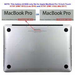 MacBook Pro Orjınal 15'' A1820 A1707 Touch Bar Late 2016 Mid 2017 EMC 3072, EMC3072 EMC 3162 EMC3162, 020-01728 MLH32LL/A MPTR2LL/A Batarya Pil