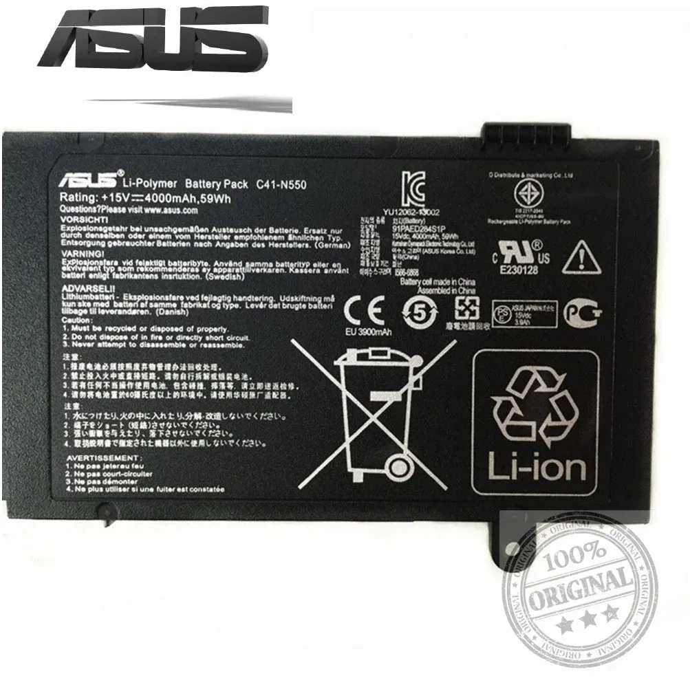 Asus C41-N550 N550 ROG G550 G550J G550JK N550J N550Ja Q550 Q550LF Q550L Batarya Pil Orjinal