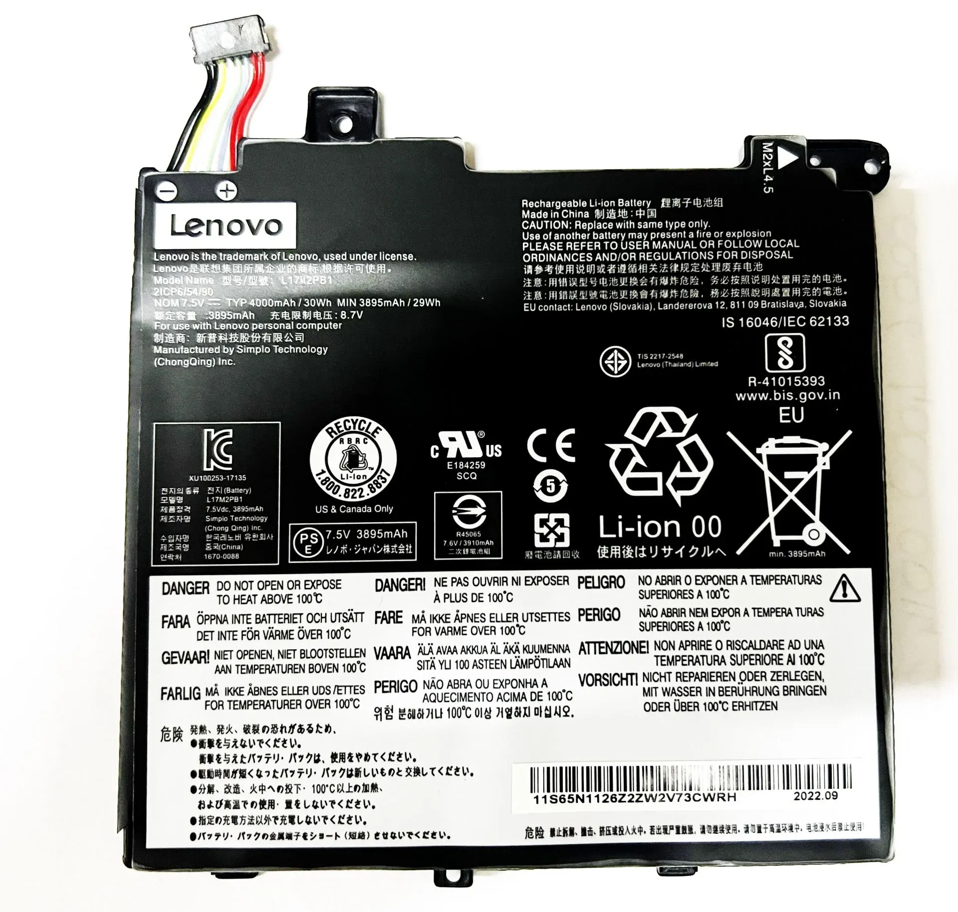 Lenovo ideapad V330-14IKB 81B0, V330-14ARR 81B1 V130-14IGM 81HM V130-14IKB 81HQ L17M2PB1 L17C2PB1 L17L2PB1 Batarya Pil Orjinal