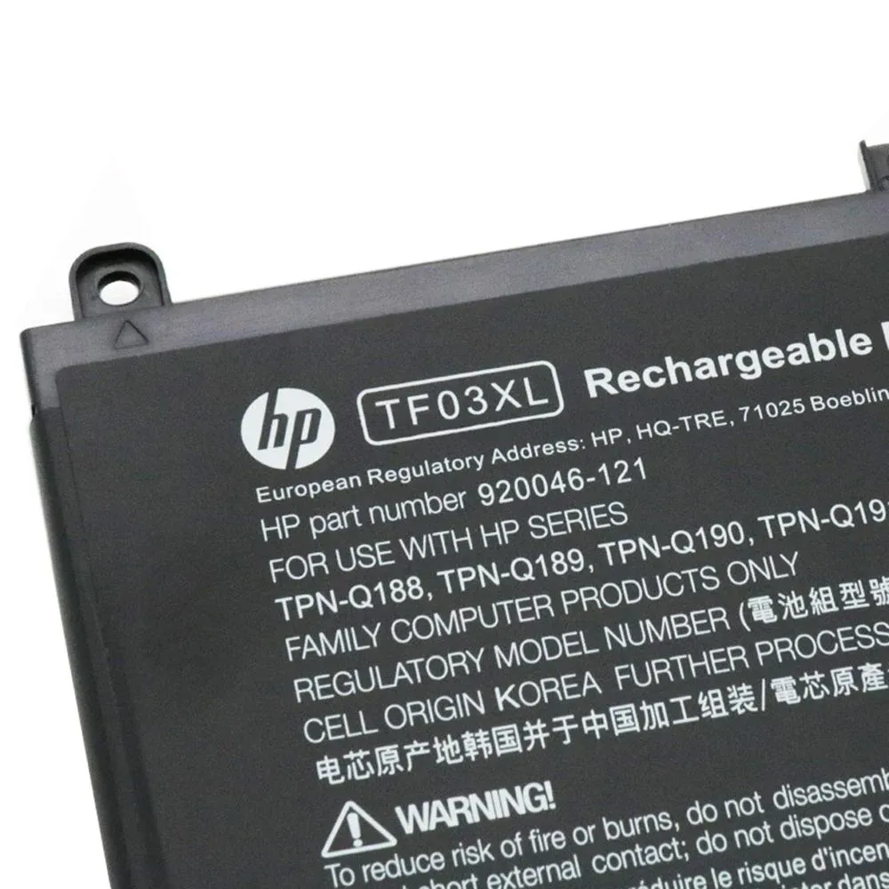 HP Orjınal TF03XL 14-BF 14-bp 14-BK 15-CC 15-CD 15-CK, 17-AR x360 14-cd HP TPN-Q188, TPN-Q189, TPN-Q190, HP TPN-Q191, TPN-Q192, TPN-Q196 920046-121, 920046-421 920046-541, 920070-855 HSTNN-IB7Y, HSTNN-LB7J HSTNN-LB7X, HSTNN-UB7J Batarya Pil Hp rmn: tpn-