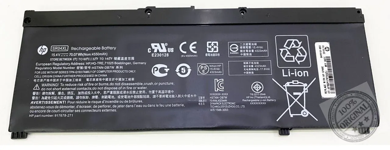 HP OMEN 15-dc, 15-ce 15-CX 15-cb, TPN-Q211 TPN-C133 HSTNN-DB8Q L08934-2B1, L08855-855 SR04XL SR03XL TPN-Q193, TPN-Q194 HSTNN-DB7W TPN-C133, TPN-C134 HP SR04XL 917724-855 OMEN 15-CE 15-DC 15.4V 70WH SR04XL 4550Mah Batarya Pil Orjınal