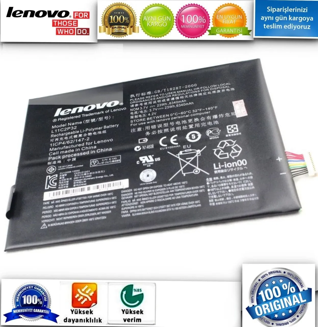 Lenovo Orjınal IdeaTab S6000 S6000-F S6000-H Tablet A1000 A3000 S600H A3000-H 10.1-Inch Tablet L11C2P32 Battery For Lenovo Ideatab Yoga Tablet S6000 A1000 A3000 S600h Laptop Batarya Pil BAttery A++