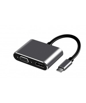 Frisby FA-7678C 2 in 1 USB-C Hub - HDMI 4K + VGA Full HD Görüntü Dönüştürücü Adaptör