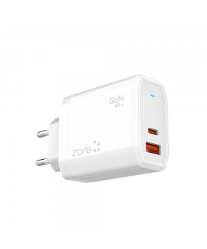 Zore Always-01 GaN Tech Type-C PD4.0 USB-A QC3.0 Hızlı Şarj Özellikli Seyahat Şarj Başlığı 65W