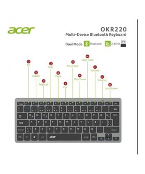 Acer OKR220 Siyah MultiDevice Dual Mode 2.4GHZ Bluetooth Klavye (Smart Tv)(Android)