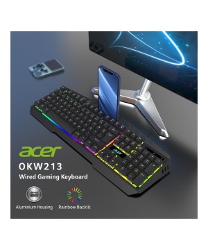Acer OKW213 Siyah RGB Rainbow Backlit Gaming Keyboard Rainbow