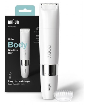 Braun Body Mini Trimmer BS1000 Vücut Tüy Kesme Makinesi + Düzeltici Tarak, Pil ve Temizleme Fırçası