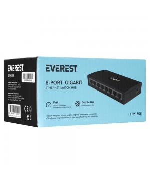 Everest EVERLINK ESW-808 8 Port 10/100/1000Mbps Gigabit Ethernet Masaüstü Ethernet Switch Hub