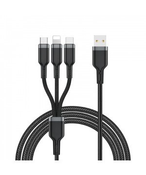 Wiwu Wi-C014 Platinum Serisi 3in1 USB-A to Lightning – Type-C – Micro Şarj ve Data Kablosu 3.1A 1.2m