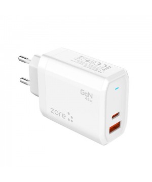 Zore Always-02 GaN Tech Type-C PD4.0 USB-A QC3.0 Hızlı Şarj Özellikli Seyahat Şarj Başlığı 45W