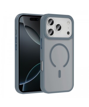 Apple iPhone 17 Pro Kılıf M-safe Şarj Özellikli Mat Arka Yüzey Zore Sio Kapak - Gri