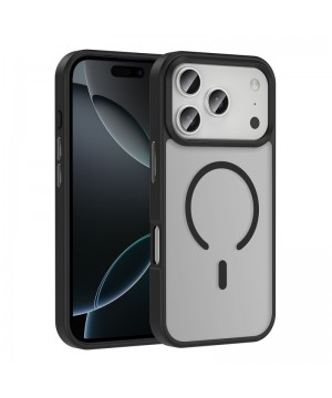 Apple iPhone 17 Pro Kılıf M-safe Şarj Özellikli Mat Arka Yüzey Zore Sio Kapak - Siyah