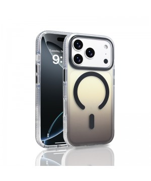 Apple iPhone 17 Pro Kılıf M-safe Şarj Özellikli Transparan Renk Geçişli Zore Toros Kapak - Siyah