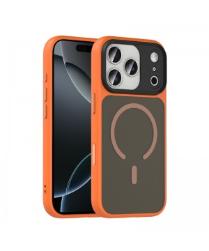 Apple iPhone 17 Pro Kılıf Mat Arka Yüzey Wireless Şarj Özellikli Zore Flet M-safe Kapak - Turuncu
